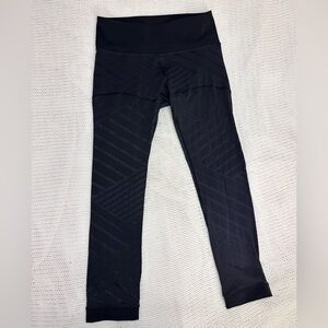 Lululemon Black Cropped Striped Mesh Leggings Size 4